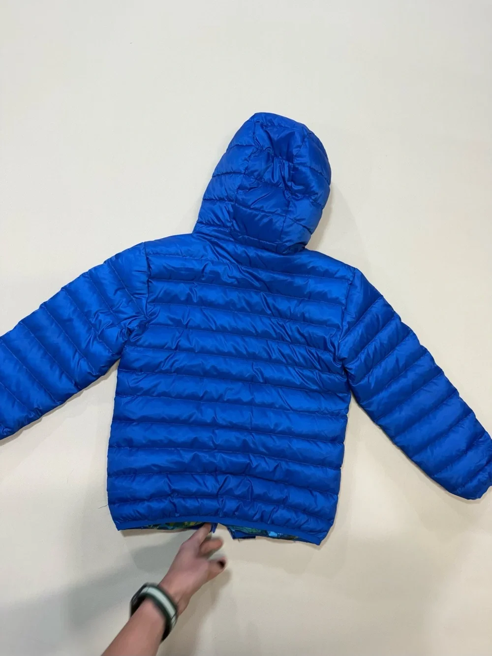 Eddie Bauer boys reversable duck down puff jacket Size XS(5/6)